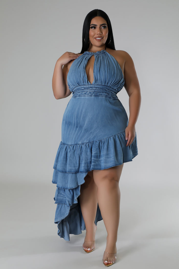 SHIMMY COCO | DENIM RUFFLE DRESS