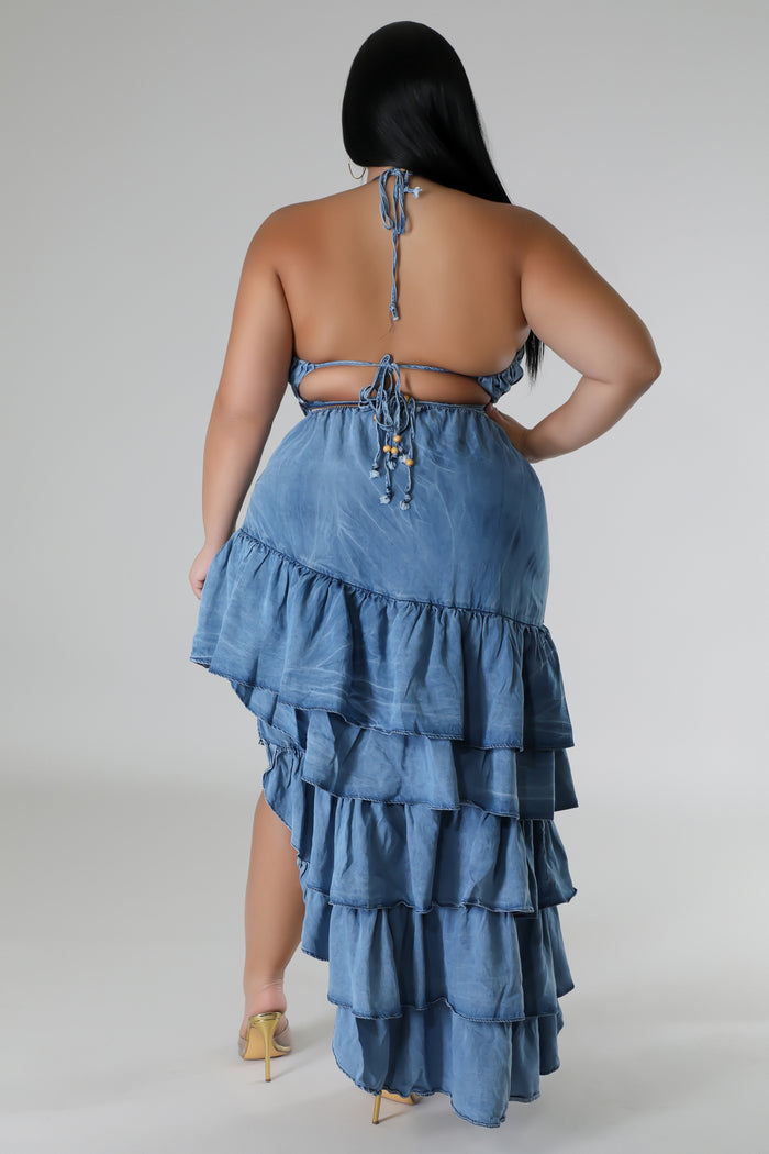 SHIMMY COCO | DENIM RUFFLE DRESS